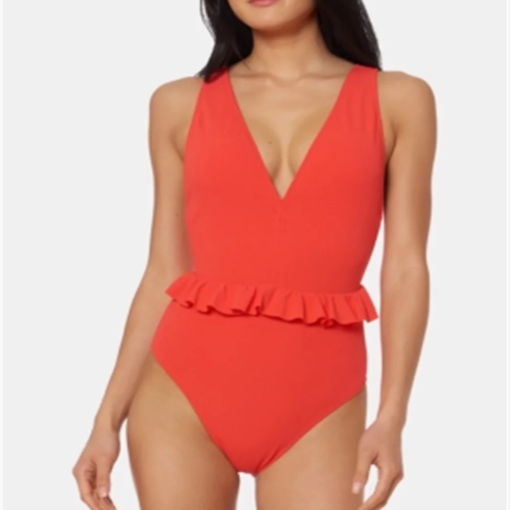 Jessica Simpson One Piece Ruffle Waist Swimsuit - Picture 1 of 8